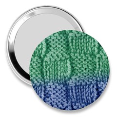 Knitted Wool Square Blue Green 3  Handbag Mirrors by snowwhitegirl