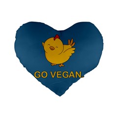 Go Vegan - Cute Chick  Standard 16  Premium Heart Shape Cushions by Valentinaart