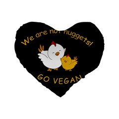 Go Vegan - Cute Chick  Standard 16  Premium Heart Shape Cushions by Valentinaart