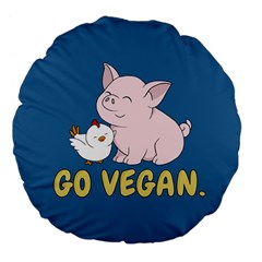 Go Vegan - Cute Pig And Chicken Large 18  Premium Flano Round Cushions by Valentinaart