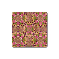 Jungle Flowers In Paradise  Lovely Chic Colors Square Magnet by pepitasart