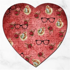 Vintage Glasses Rose Jigsaw Puzzle (heart) by snowwhitegirl