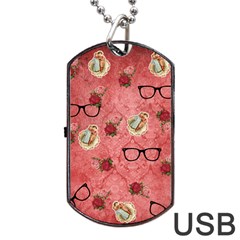 Vintage Glasses Rose Dog Tag Usb Flash (two Sides) by snowwhitegirl