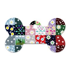 Dino Quilt Dog Tag Bone (one Side) by snowwhitegirl