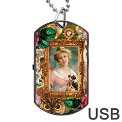 Victorian Collage Of Woman Dog Tag Usb Flash (one Side) by snowwhitegirl