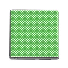 White Heart-shaped Clover On Green St  Patrick s Day Memory Card Reader (square) by PodArtist