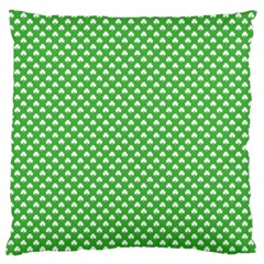 White Heart-shaped Clover On Green St  Patrick s Day Large Flano Cushion Case (one Side) by PodArtist