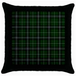 Green Plaid Pattern Throw Pillow Case (Black) Front