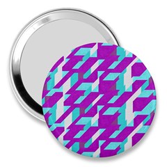 Fabric Textile Texture Purple Aqua 3  Handbag Mirrors by Nexatart