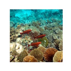 Coral Garden 1 Small Satin Scarf (square) by trendistuff
