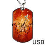 Violin With Violin Bow And Dove Dog Tag USB Flash (One Side) Front