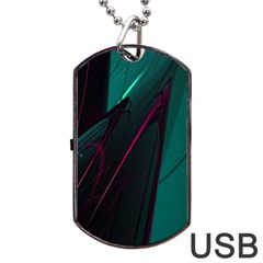 Abstract Green Purple Dog Tag Usb Flash (one Side) by Sapixe