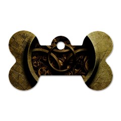Abstract Steampunk Textures Golden Dog Tag Bone (one Side) by Sapixe