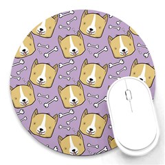 Dog Pattern Round Mousepads by Sapixe