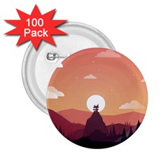 Design Art Hill Hut Landscape 2 25  Buttons (100 Pack)  by Nexatart