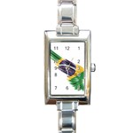 Flag Of Brazil Rectangle Italian Charm Watch Front
