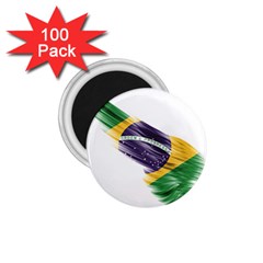 Flag Of Brazil 1 75  Magnets (100 Pack)  by Sapixe