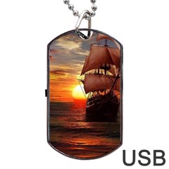 Pirate Ship Dog Tag Usb Flash (one Side) by Sapixe