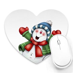 Snowman With Scarf Heart Mousepads by Sapixe