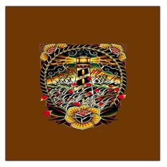 Tattoo Art Print Traditional Artwork Lighthouse Wave Large Satin Scarf (square) by Sapixe