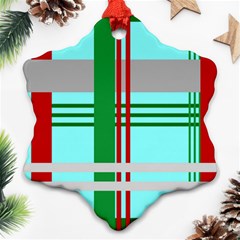 Christmas Plaid Backgrounds Plaid Snowflake Ornament (two Sides) by Sapixe