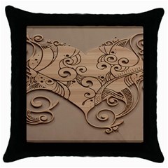 Wood Sculpt Carved Background Throw Pillow Case (black) by Sapixe