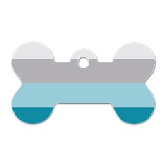 Blue Gray Striped Pattern Horizontal Stripes Dog Tag Bone (one Side) by yoursparklingshop