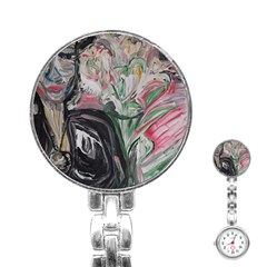 Lady With Lillies Stainless Steel Nurses Watch by bestdesignintheworld