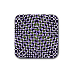 Hypnotic Geometric Pattern Rubber Square Coaster (4 Pack)  by dflcprints