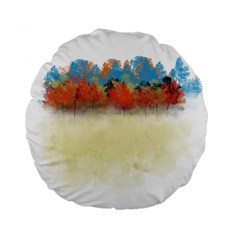 Colorful Tree Landscape In Orange And Blue Standard 15  Premium Flano Round Cushions by digitaldivadesigns