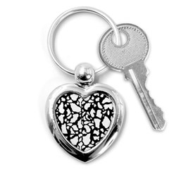 White On Black Cow Skin Key Chain (heart) by LoolyElzayat