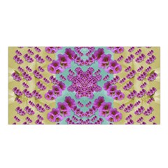 Climbing And Loving Beautiful Flowers Of Fantasy Floral Satin Shawl by pepitasart