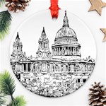 Line Art Architecture Church Round Ornament (Two Sides) Front