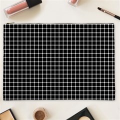 Black And White Optical Illusion Dots And Lines Cosmetic Bag (xxl)  by PodArtist
