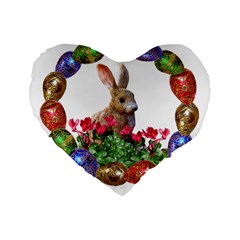 Easter Eggs Rabbit Celebration Standard 16  Premium Flano Heart Shape Cushions by Sapixe