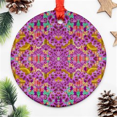 Fantasy Flower Festoon Garland Of Calm Round Ornament (two Sides) by pepitasart
