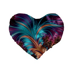 Feather Fractal Artistic Design Standard 16  Premium Heart Shape Cushions by Sapixe