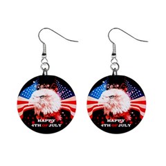 Independence Day, Eagle With Usa Flag Mini Button Earrings by FantasyWorld7
