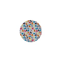 Funny Cute Colorful Cats Pattern 1  Mini Buttons by EDDArt