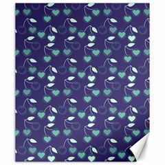 Heart Cherries Blue Canvas 20  X 24   by snowwhitegirl