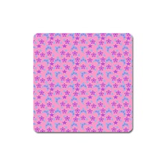 Pink Star Blue Hats Square Magnet by snowwhitegirl