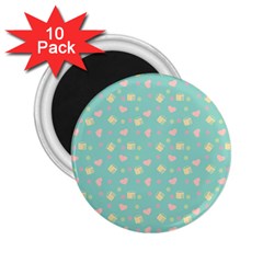 Teal Milk Hearts 2 25  Magnets (10 Pack)  by snowwhitegirl