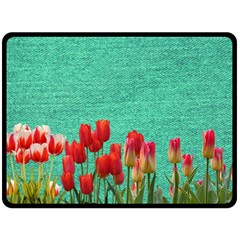 Green Denim Flowers Double Sided Fleece Blanket (large)  by snowwhitegirl