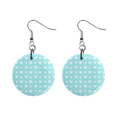 Hearts Dots Blue Mini Button Earrings by snowwhitegirl