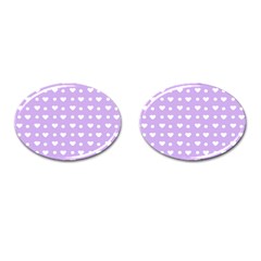 Hearts Dots Purple Cufflinks (oval) by snowwhitegirl