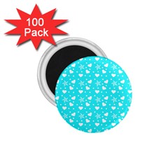 Hearts And Star Dot Blue 1 75  Magnets (100 Pack)  by snowwhitegirl