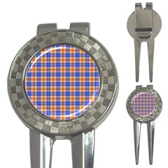 Orange Blue Plaid 3-in-1 Golf Divots by snowwhitegirl