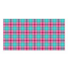 Blue Pink Plaid Satin Shawl by snowwhitegirl