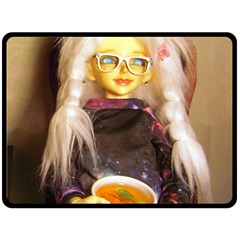 Eating Lunch Double Sided Fleece Blanket (large)  by snowwhitegirl