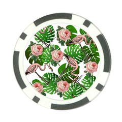 Flamingo Floral White Poker Chip Card Guard by snowwhitegirl